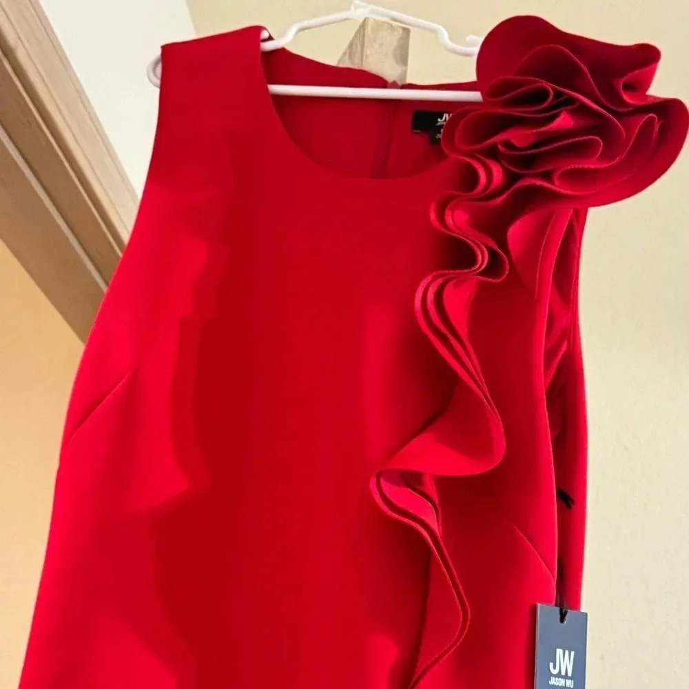 Jason Wu Ruby Red Ruffle Sleeveless Nwt Dress Siz… - image 5